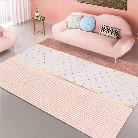 Tapis rose poudré et gris