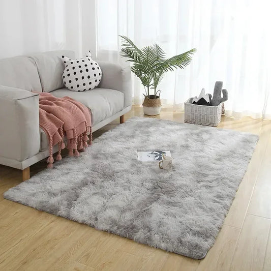 Tapis poil long gris