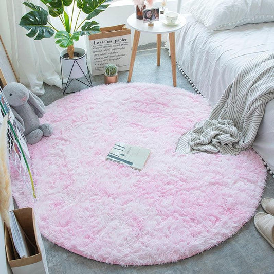 tapis rond rose