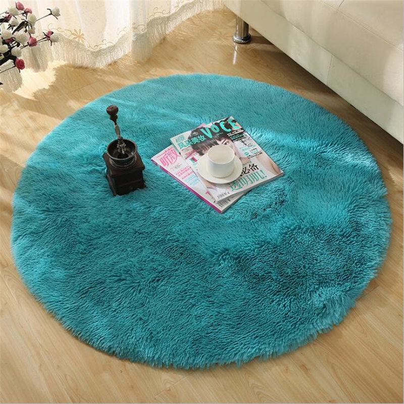 tapis rond bleu