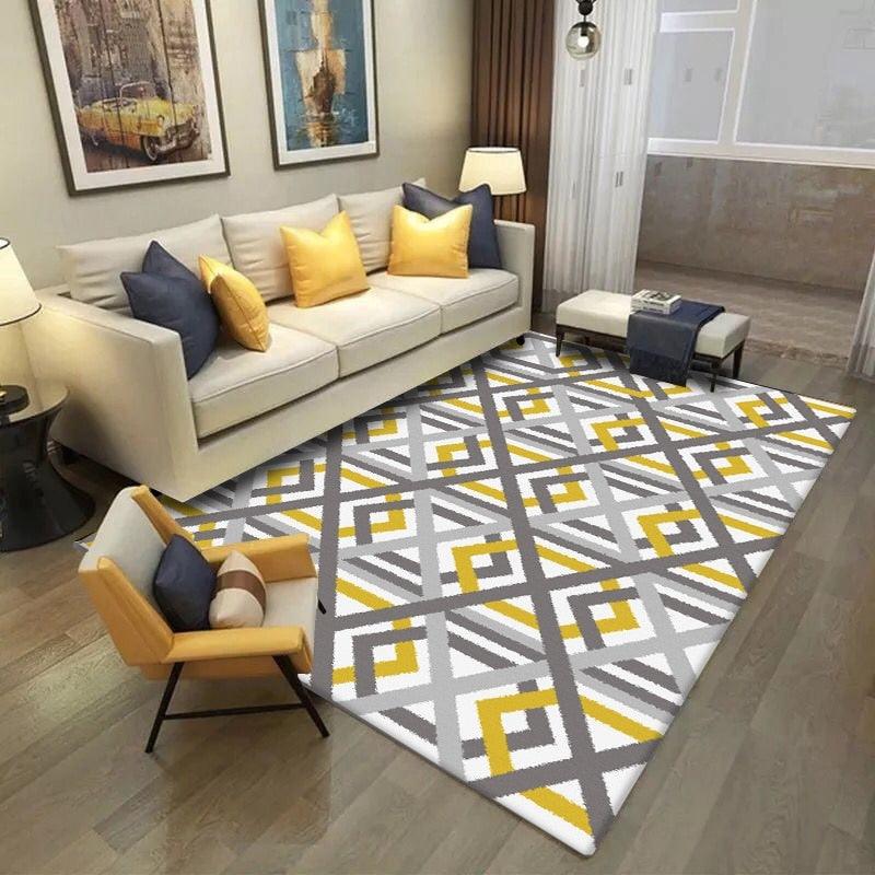 tapis jaune gris