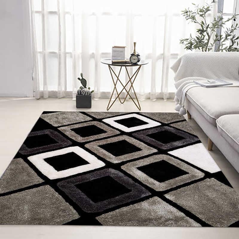 Tapis noir gris et blanc - akjoor