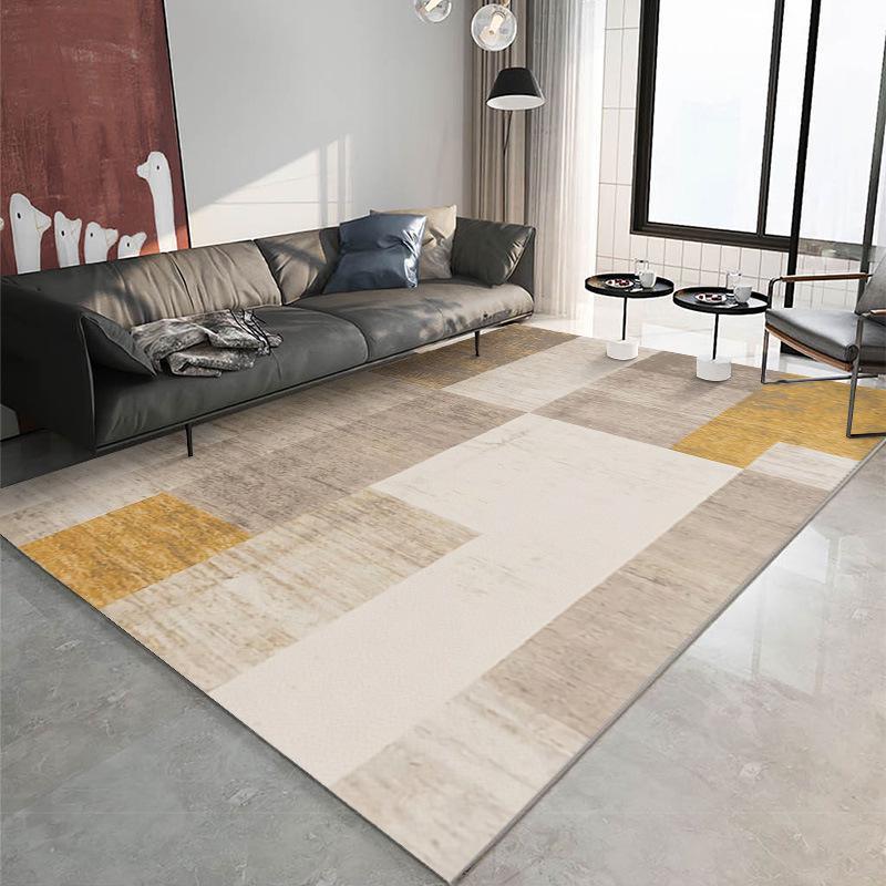 tapis jaune moutarde et gris