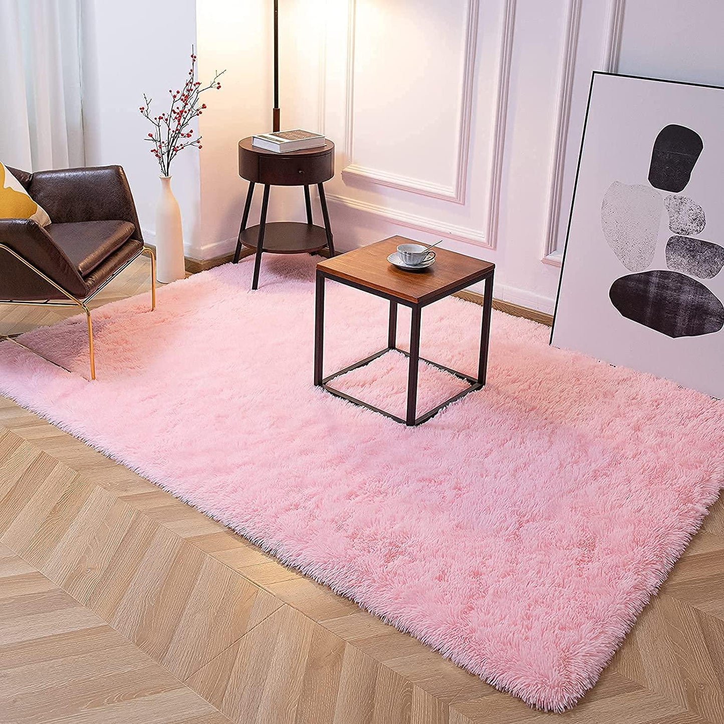 tapis moumoute rose