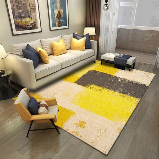 tapis jaune et gris