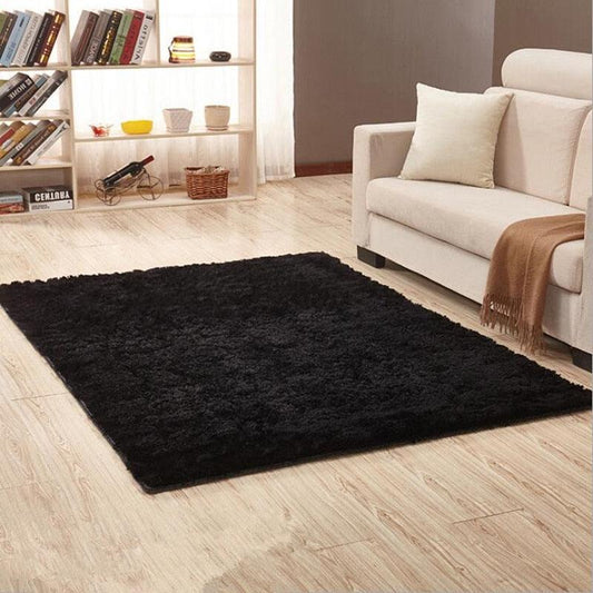 Tapis de fourrure epaisse noire